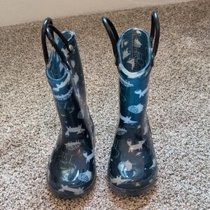 Kids Blue Patterned Rain Boots